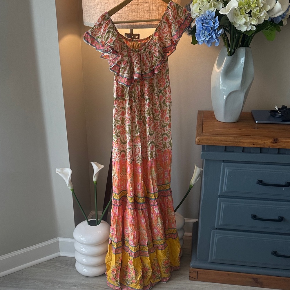 Miss June Boho Floral Off-Shoulder Maxi Dress - Multicolor
